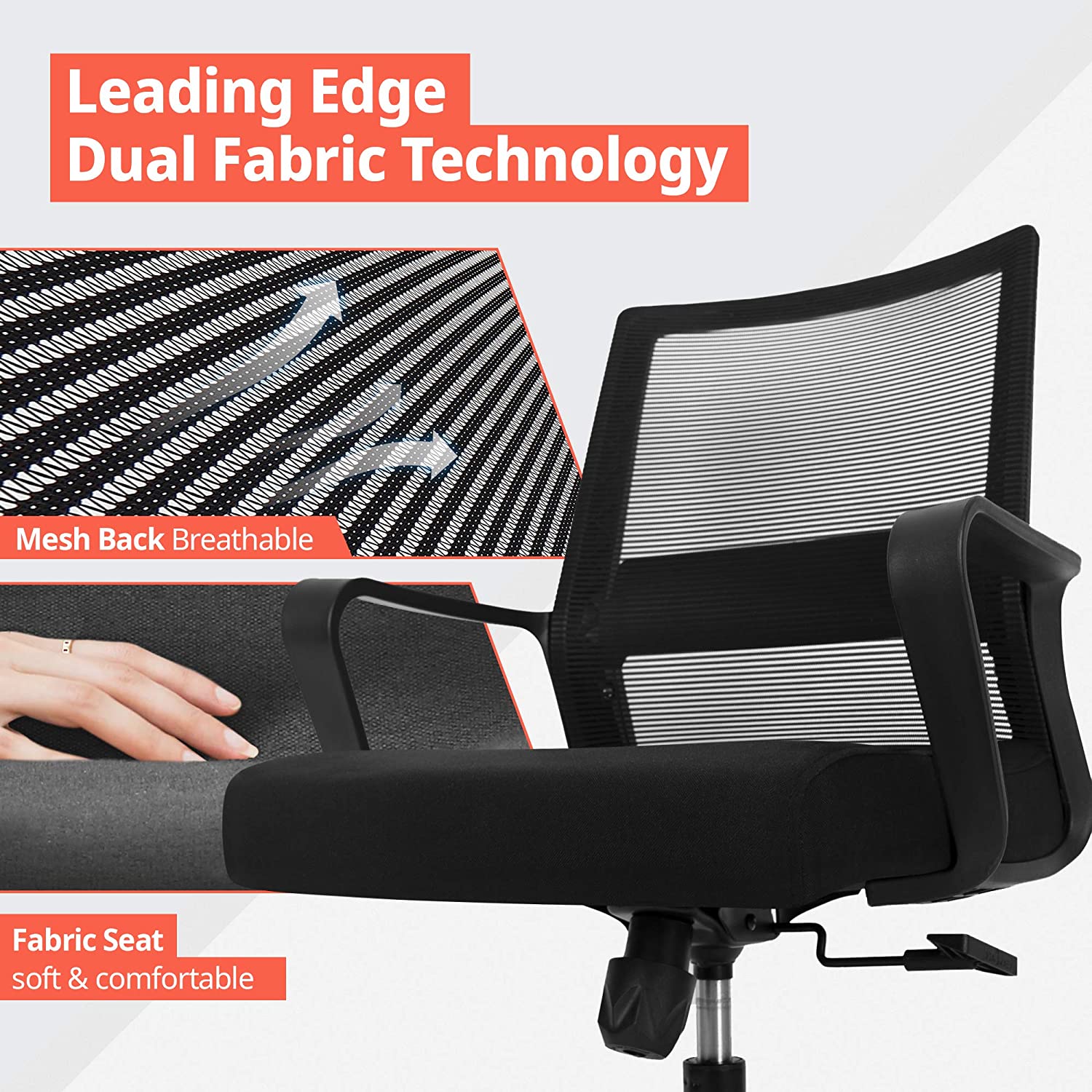NEO CHAIR Office Chair Ergonomic Desk Chair Mesh Computer Chair Lumbar Support Modern Executive Adjustable Rolling Swivel Chair Comfortable Mid Black Task Home Office Chair, Black-Fabric NEO CHAIR Office Chair Ergonomic Desk Chair Mesh Computer Chair Lumbar Support Modern Executive Adjustable Rolling Swivel Chair Comfortable Mid Black Task Home Office Chair, Black-Fabric